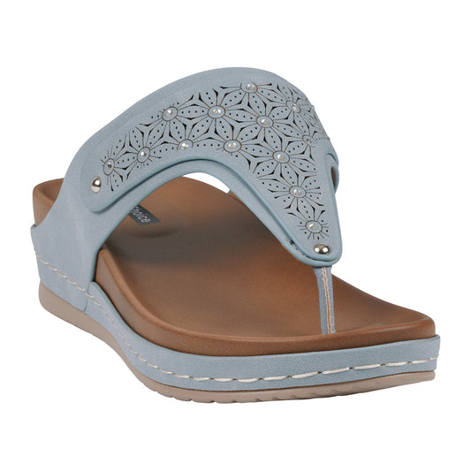 Women's Tani Blue Thong Wedge Sandals