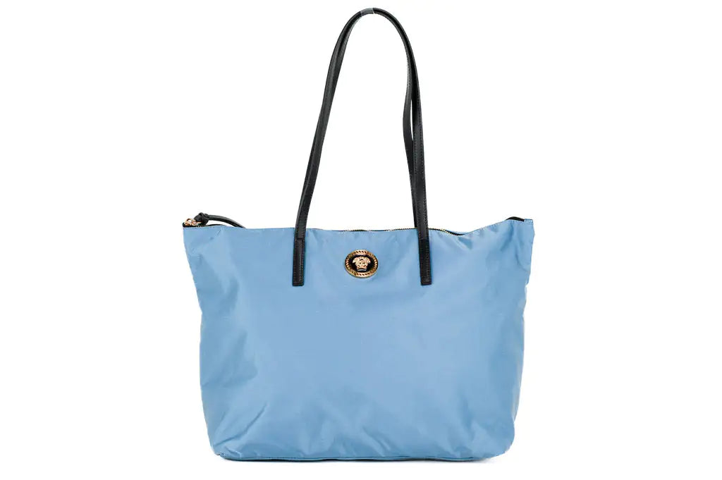 Versace - Portuna Medusa Medium Cornflower Blue Nylon Leather Tote - (The Luxe Line)