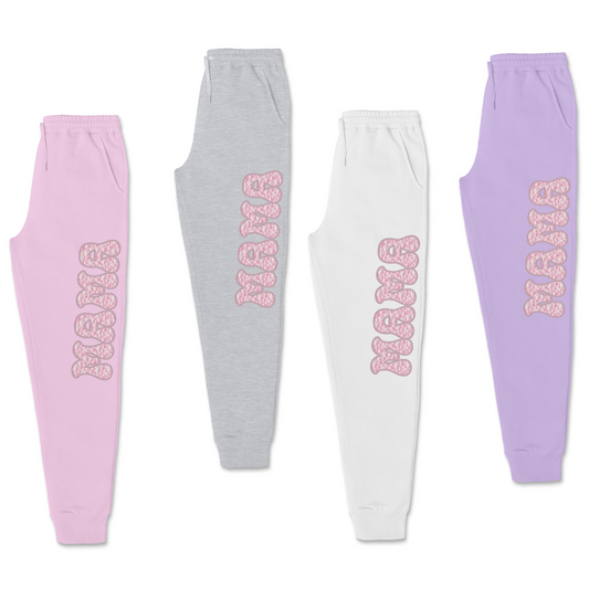 Pink and Fuzzy Mama - Graphic Joggers - Size: S-2XL