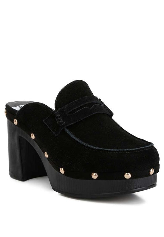 Rag & Co - Riley Suede Platform Clogs