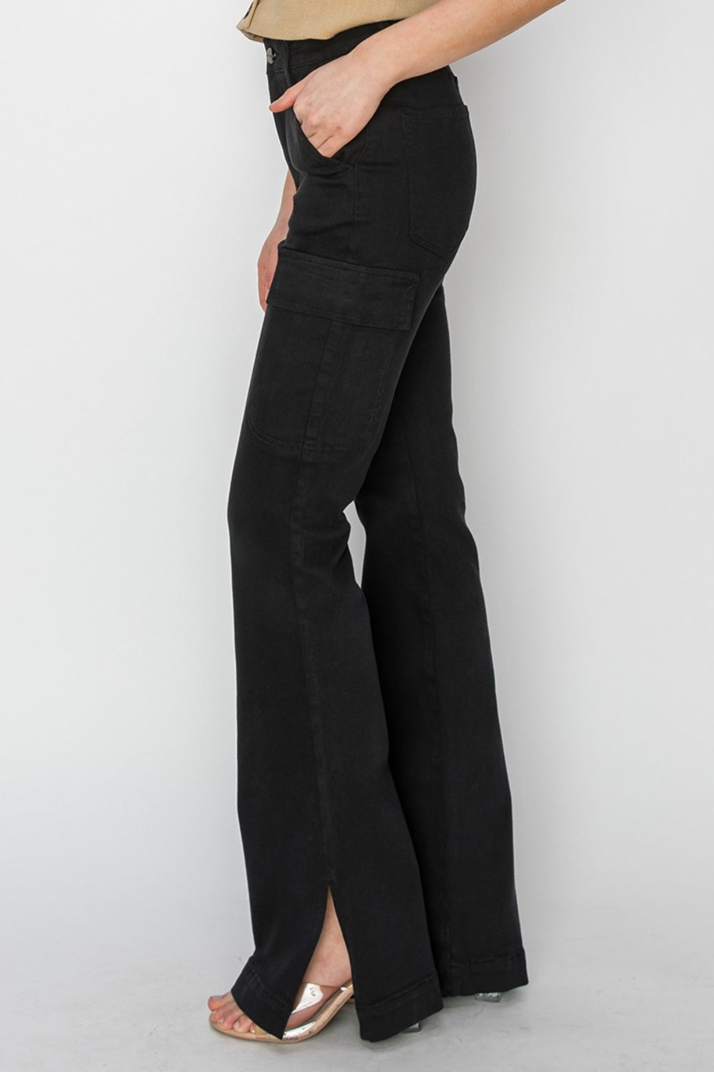 RISEN - High Rise Side Slit Cargo Bootcut Jeans - Size: 0-3Xl