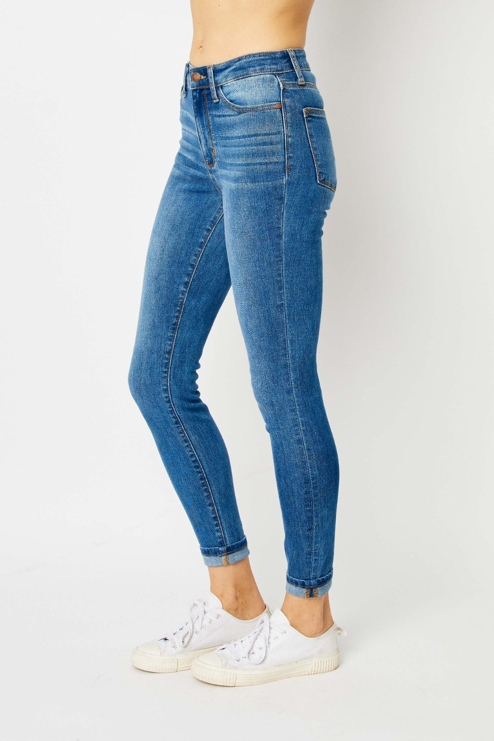 Judy Blue - Cuffed Hem Skinny Jeans - Size: 0-24W