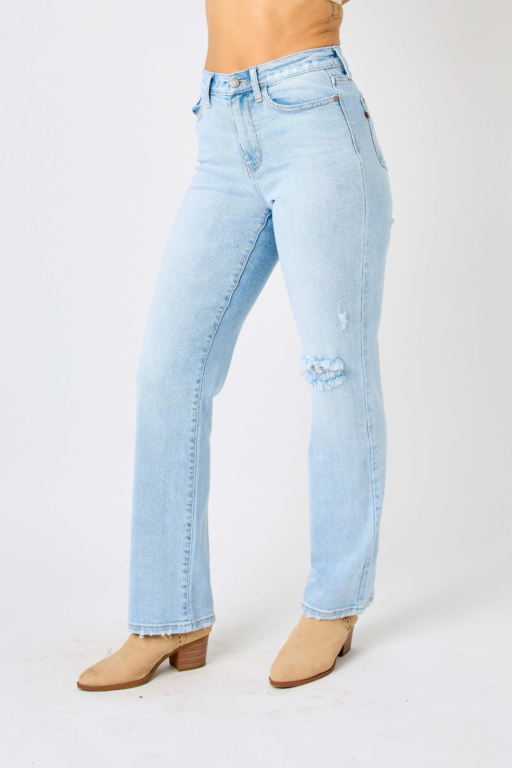 Judy Blue - High Waist Distressed Straight Jeans - 0-24W