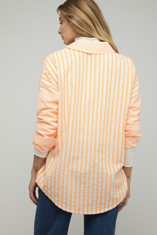 Davi & Dani - Stripe Button Down Long Sleeve Shirt