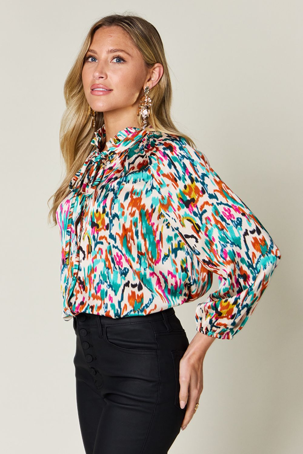 Double Take - Printed Button Up Long Sleeve Shirt - Size: S-3XL