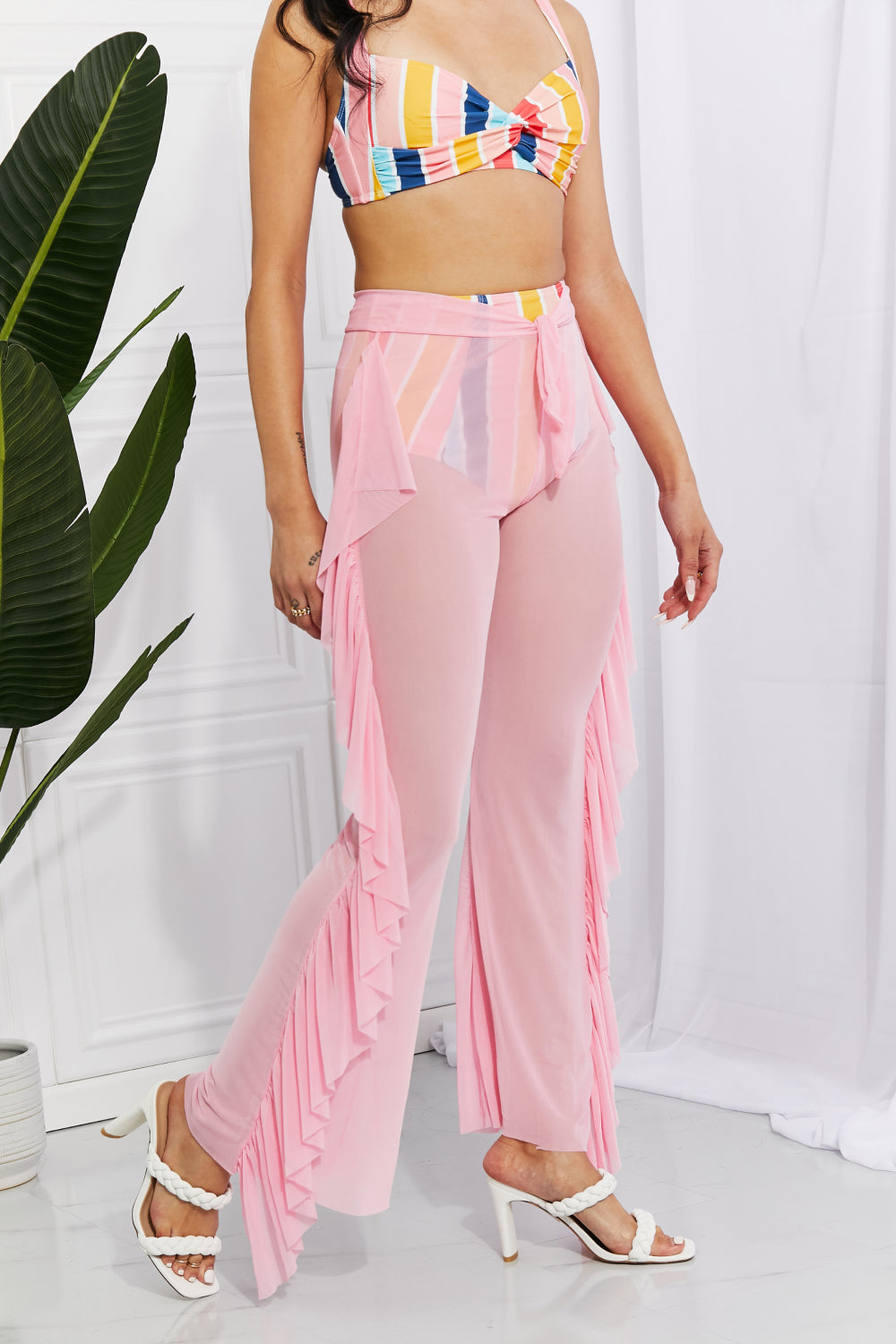 Marina West Swim - Take Me To The Beach Mesh Ruffle Cover-Up Pants