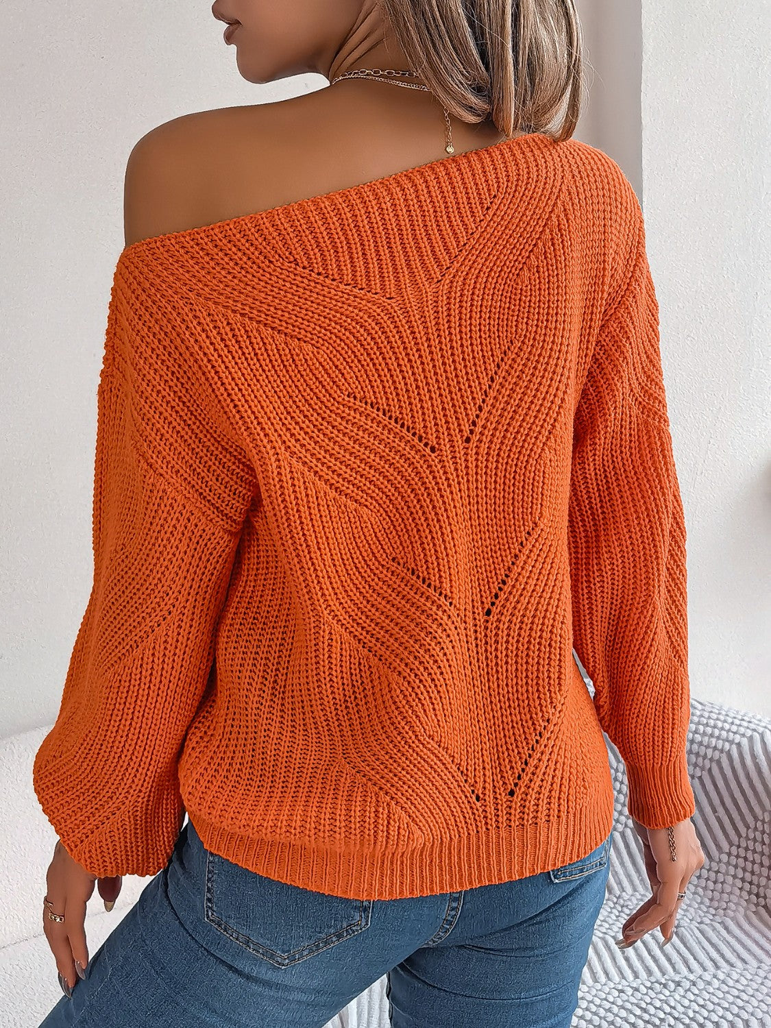 Openwork Long Sleeve Sweater - Size: S-L