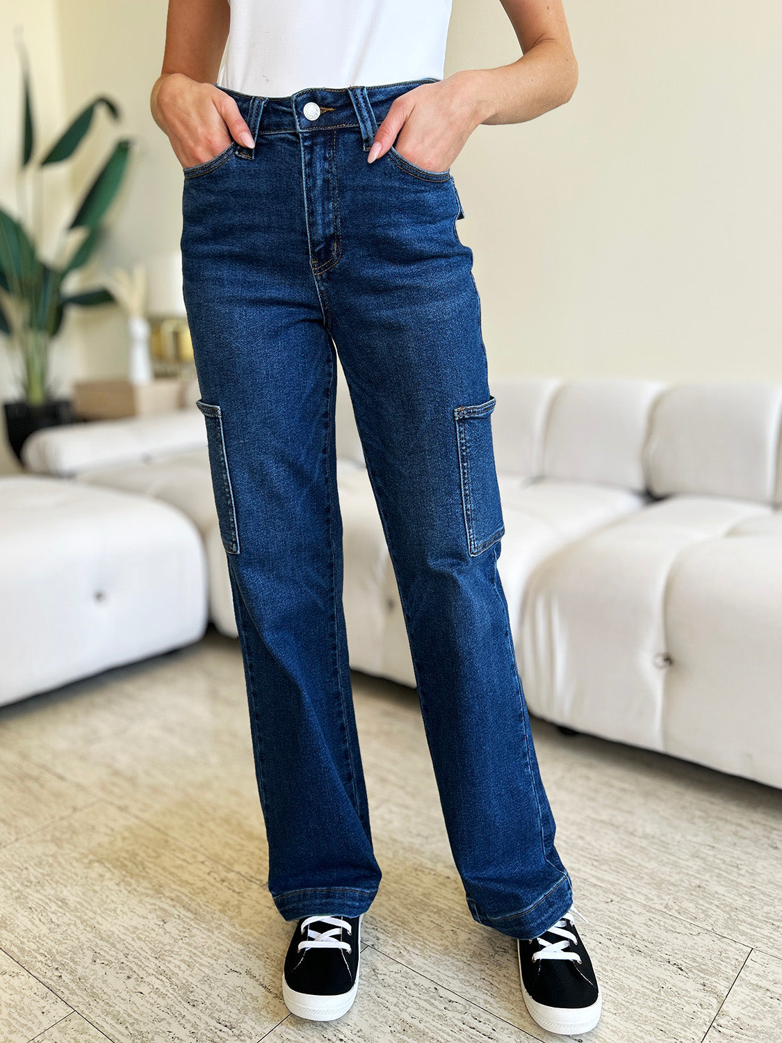 Judy Blue - High Waist Straight Cargo Jeans - Size: 0-24W