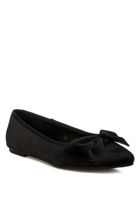 Rag & Co - Pothos Luxurious Velvet Bow Ballerina Flats