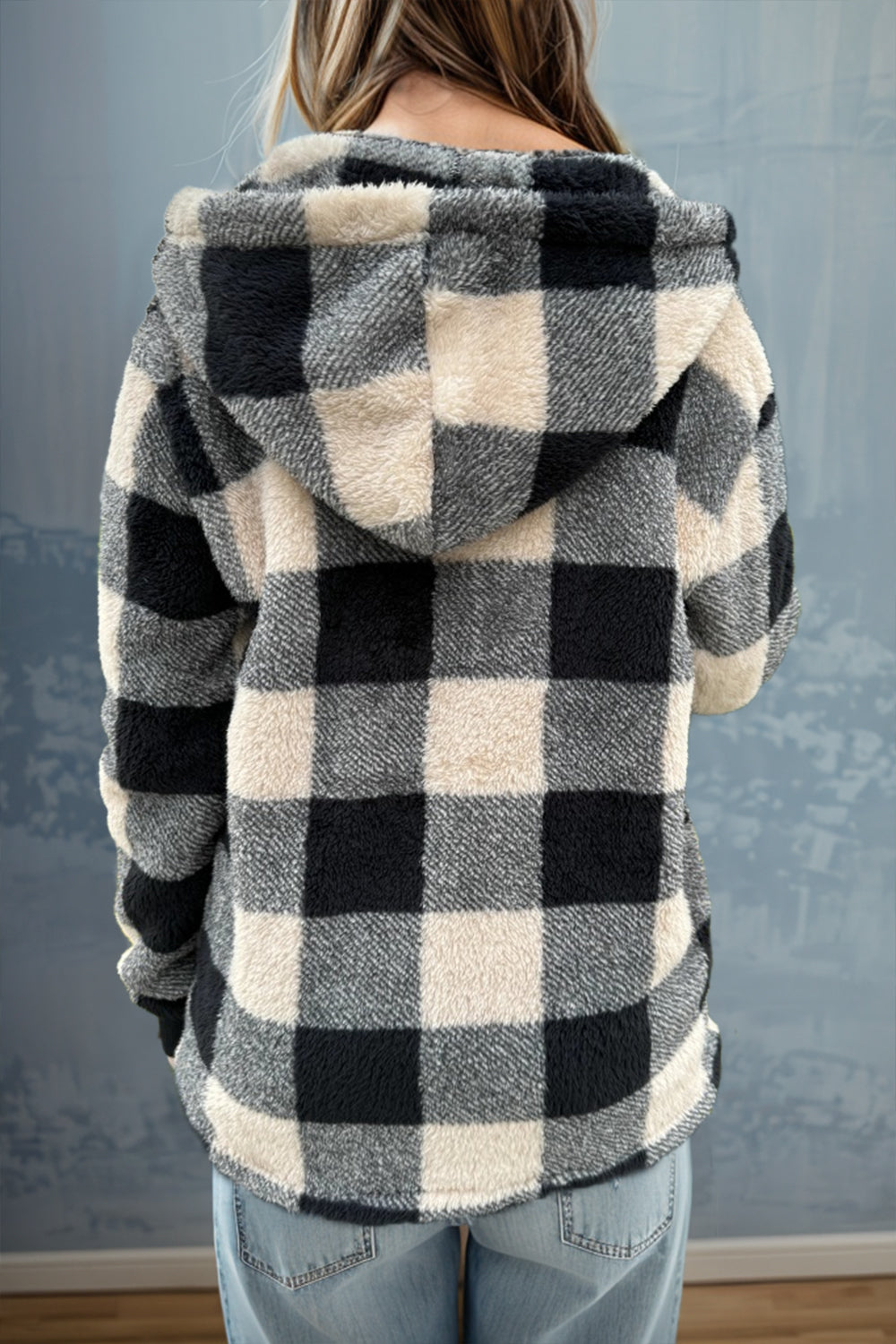 Double Take - Plaid Long Sleeve Hooded Coat - Size: S-3XL