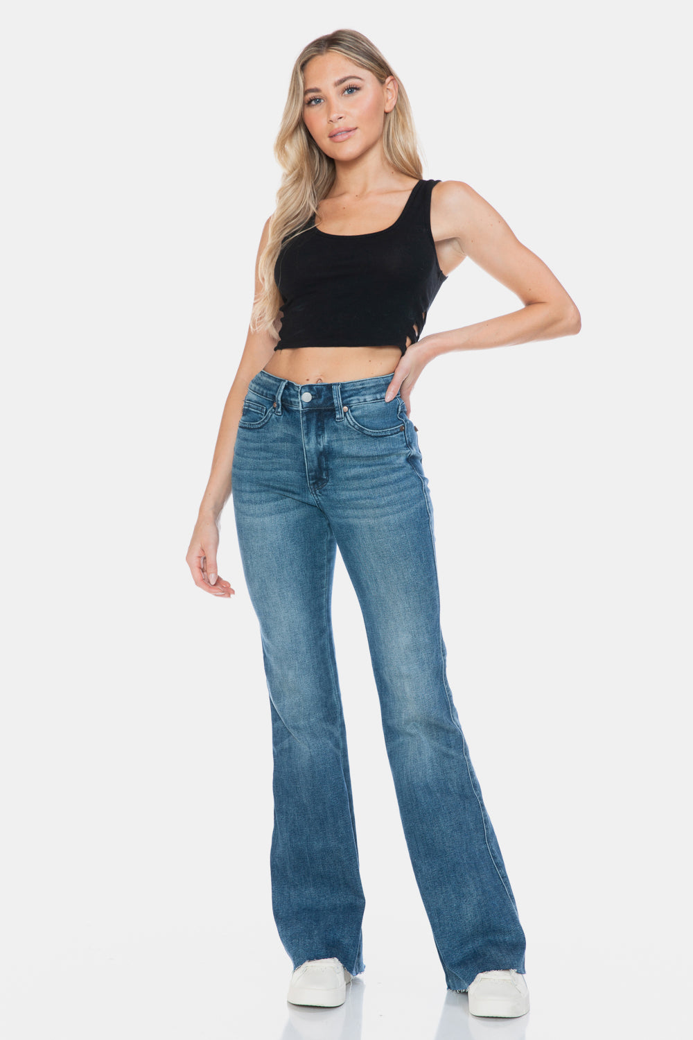 Judy Blue - Tummy Control Cut Hem Flare Jeans - Size: 0-24W