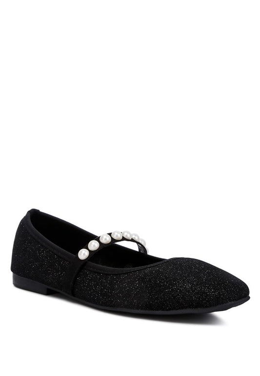 London Rag - Sassie Pearl Embellished Ballerina Flats