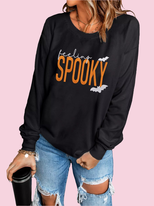 Feeling Spooky - Halloween Embroidered Sweatshirt - Size: S-2XL