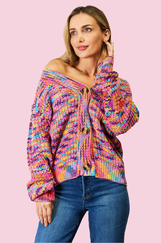 Angel Wings - Woven Right V-Neck Long Sleeve Cardigan - Size: S-XL