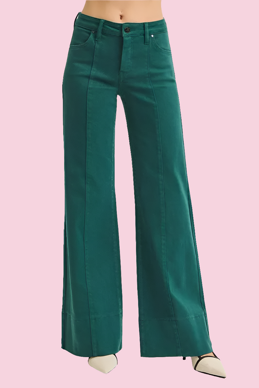 RISEN - Tummy Control Mid Rise Wide Leg Jeans - Size: 0-15, 1XL-3XL