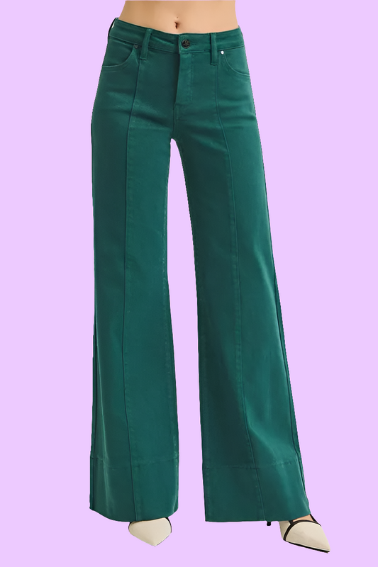 RISEN - Tummy Control Mid Rise Wide Leg Jeans - Size: 0-15, 1XL-3XL
