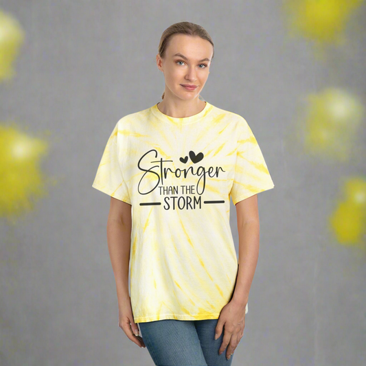 "Stronger Than the Storm" - Cyclone Tie-Dye Graphic Tee (Gildan)- Size: S-2XL