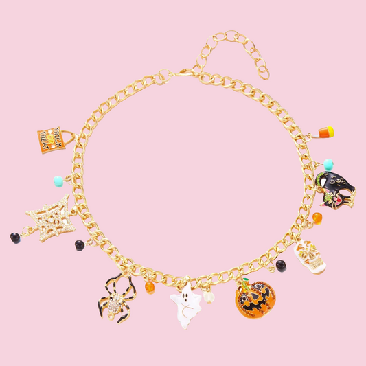 18k Gold-plated Halloween Charm Necklace with Festive Pendant Collection