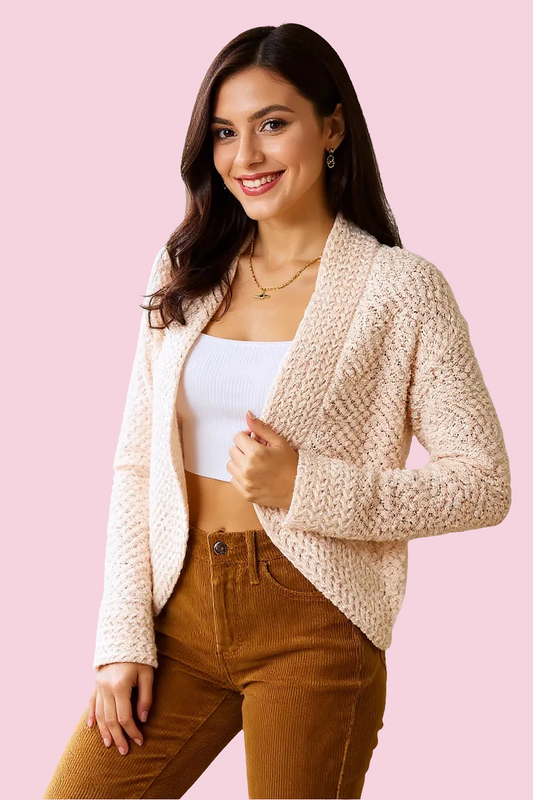 Double Take - Open Front Long Sleeve Cardigan - Size: S-2XL