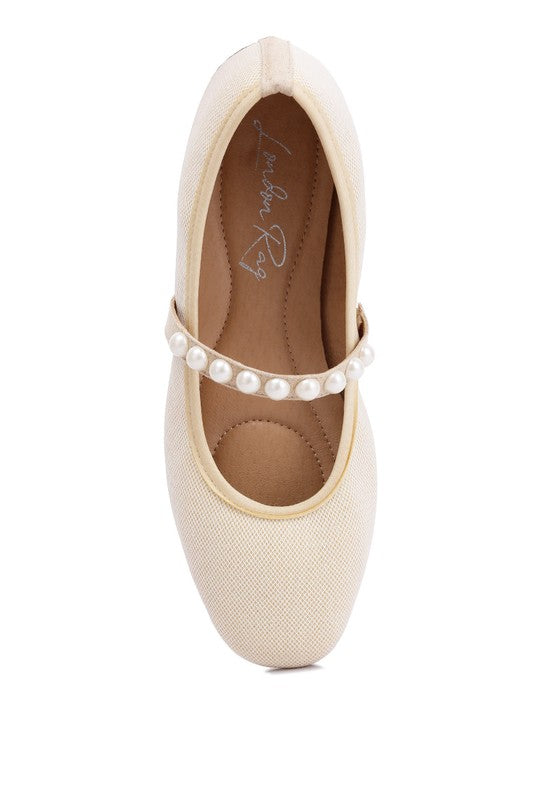 London Rag - Sassie Pearl Embellished Ballerina Flats