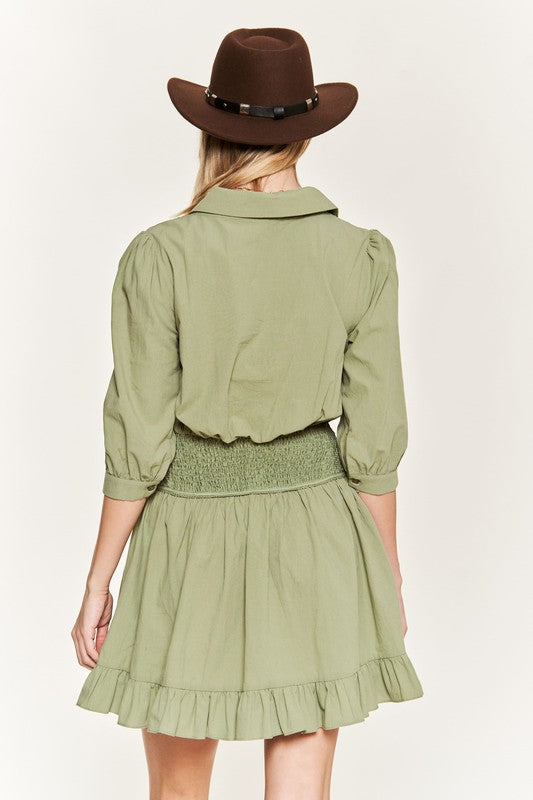 Jade by Jane - Eyelet detail 3/4 Sleeve Short Dress - Plus