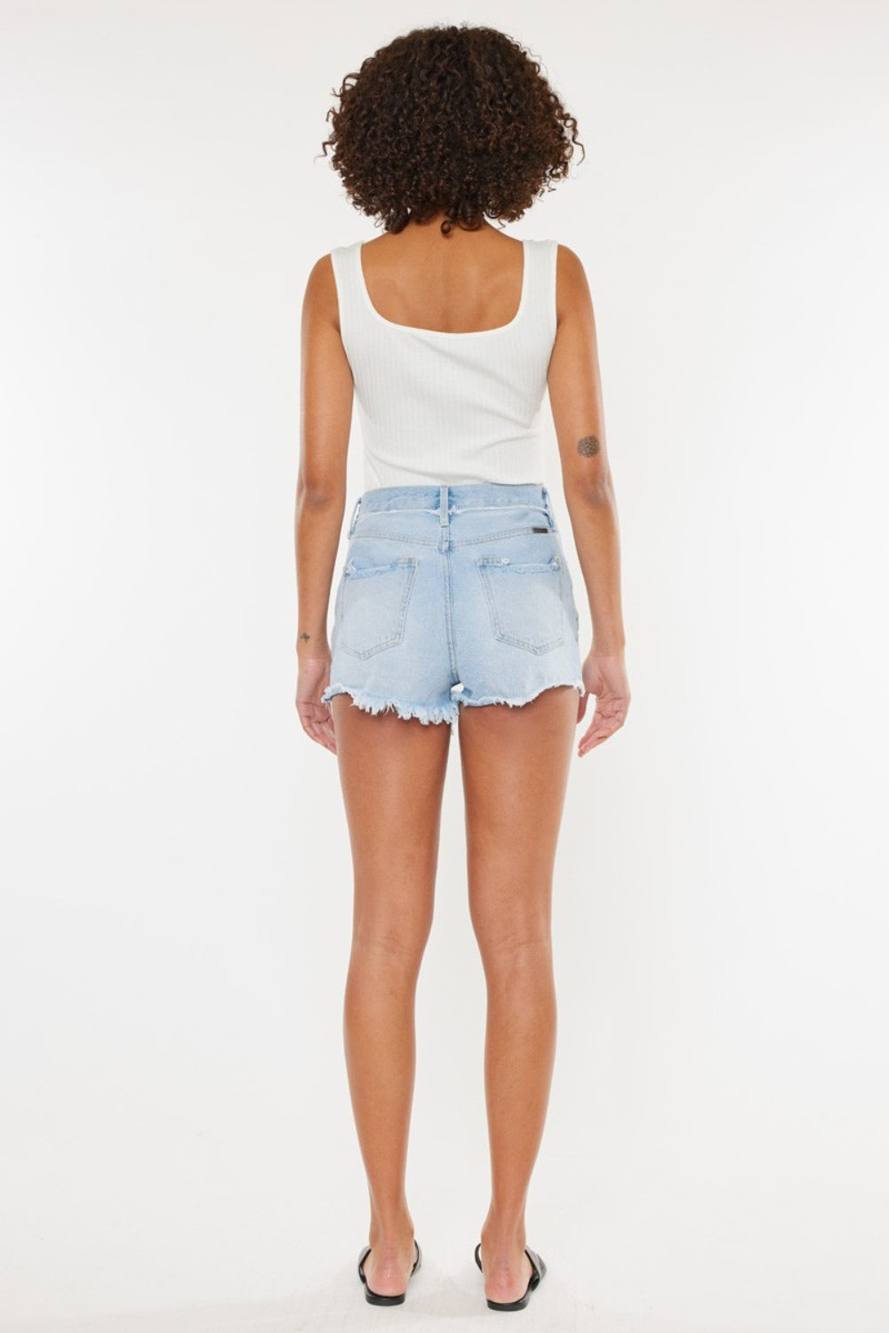 Kancan - Distressed Button Fly Denim Shorts