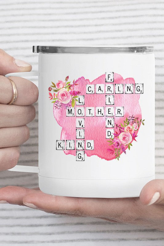 "Mother, Loving, Caring" Crossword Travel Mug