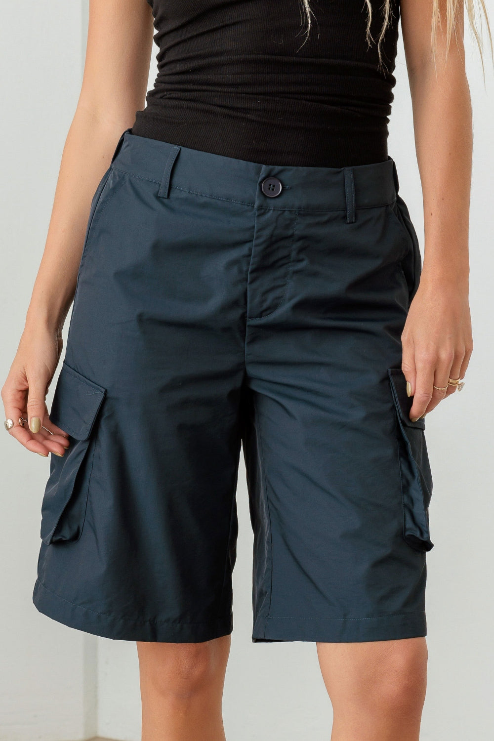 Tasha Apparel - Navy Cargo Bermuda Shorts