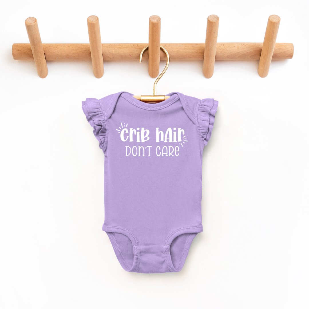 "Crib Hair Don't Care" - Infant Flutter Sleeve Bodysuit - Size: 6M - 18M - Sweet PEA & Me Boutique