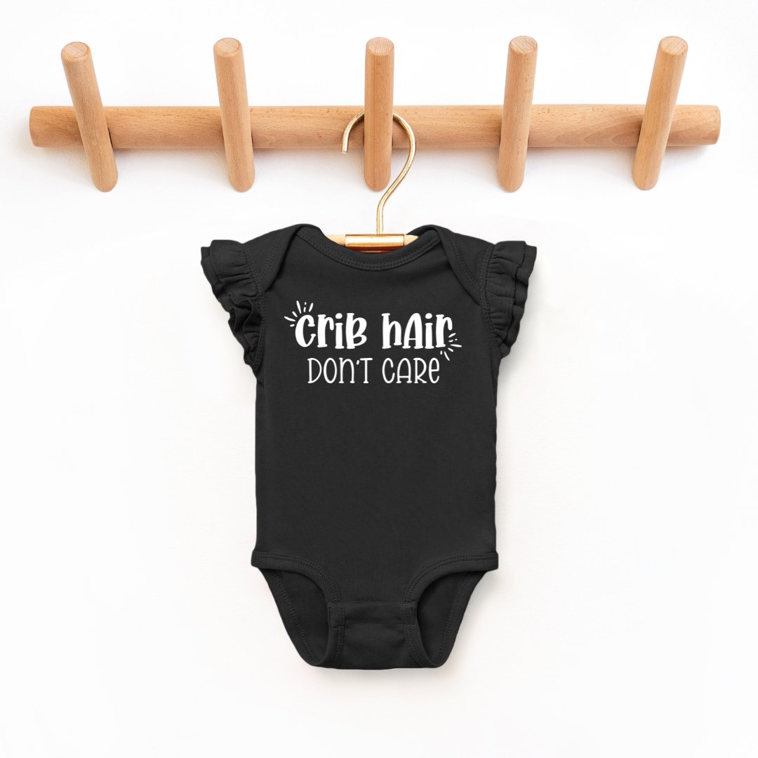 "Crib Hair Don't Care" - Infant Flutter Sleeve Bodysuit - Size: 6M - 18M - Sweet PEA & Me Boutique