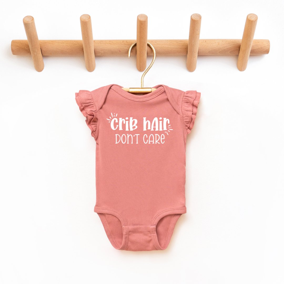 "Crib Hair Don't Care" - Infant Flutter Sleeve Bodysuit - Size: 6M - 18M - Sweet PEA & Me Boutique