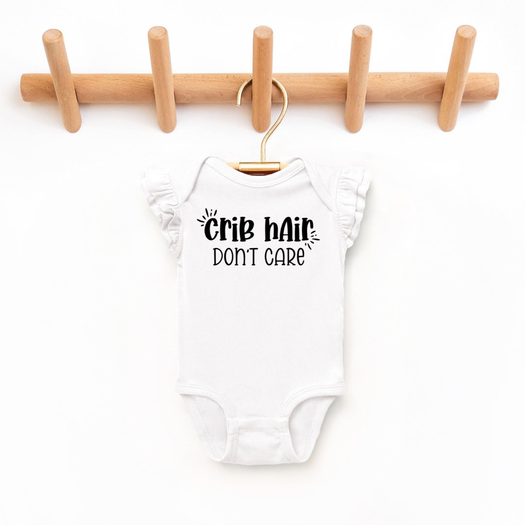 "Crib Hair Don't Care" - Infant Flutter Sleeve Bodysuit - Size: 6M - 18M - Sweet PEA & Me Boutique