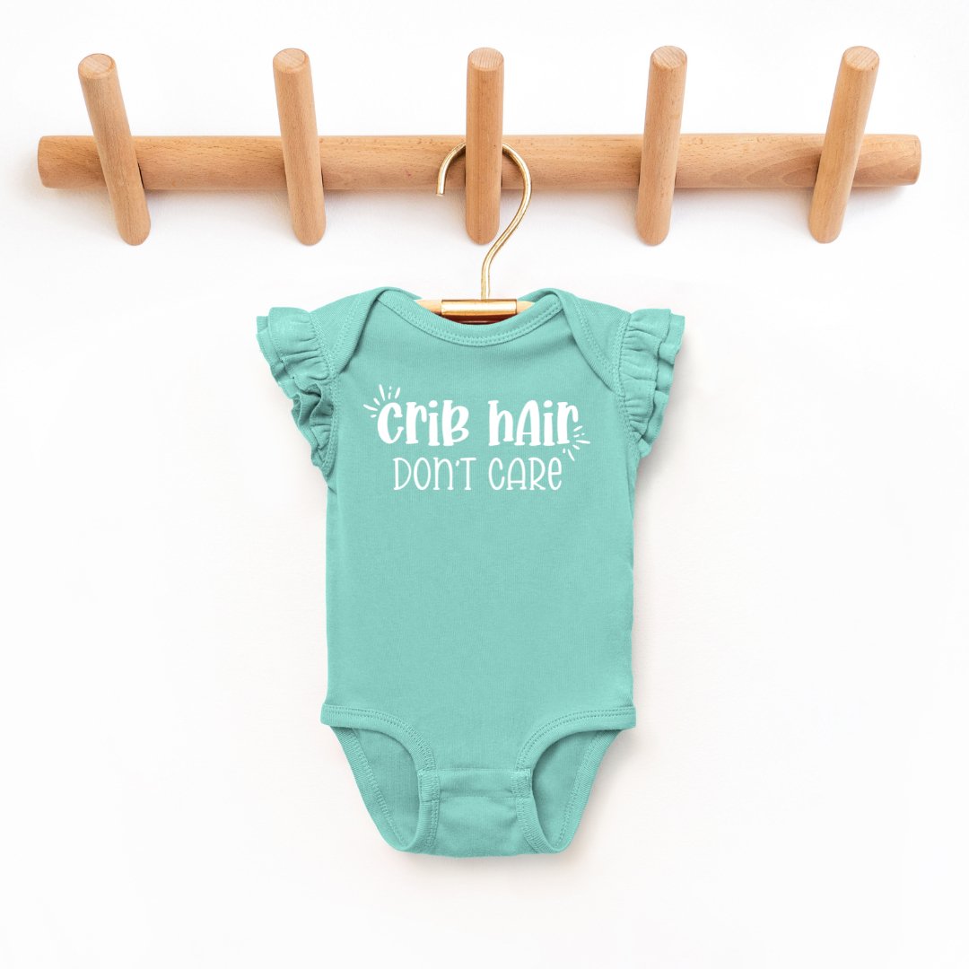 "Crib Hair Don't Care" - Infant Flutter Sleeve Bodysuit - Size: 6M - 18M - Sweet PEA & Me Boutique