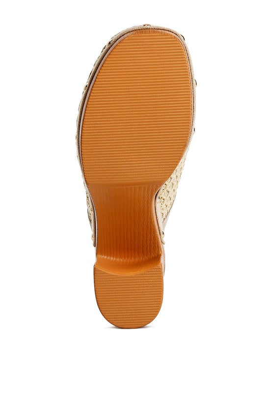 Rag & Co - Jeydena Raffia Platform Clogs