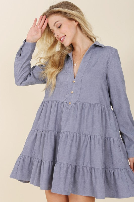 Lilou- Corduroy Tiered Dress