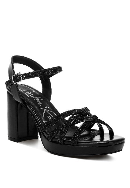 London Rag - Sparks Fly Glitter Strappy Block Sandals