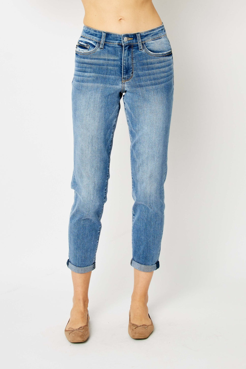 Judy Blue - Cuffed Hem Slim Jeans - Size: 0-24W