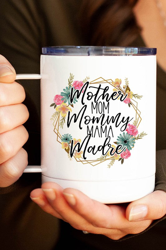 "Mother Madre" Floral Circle Travel Mug