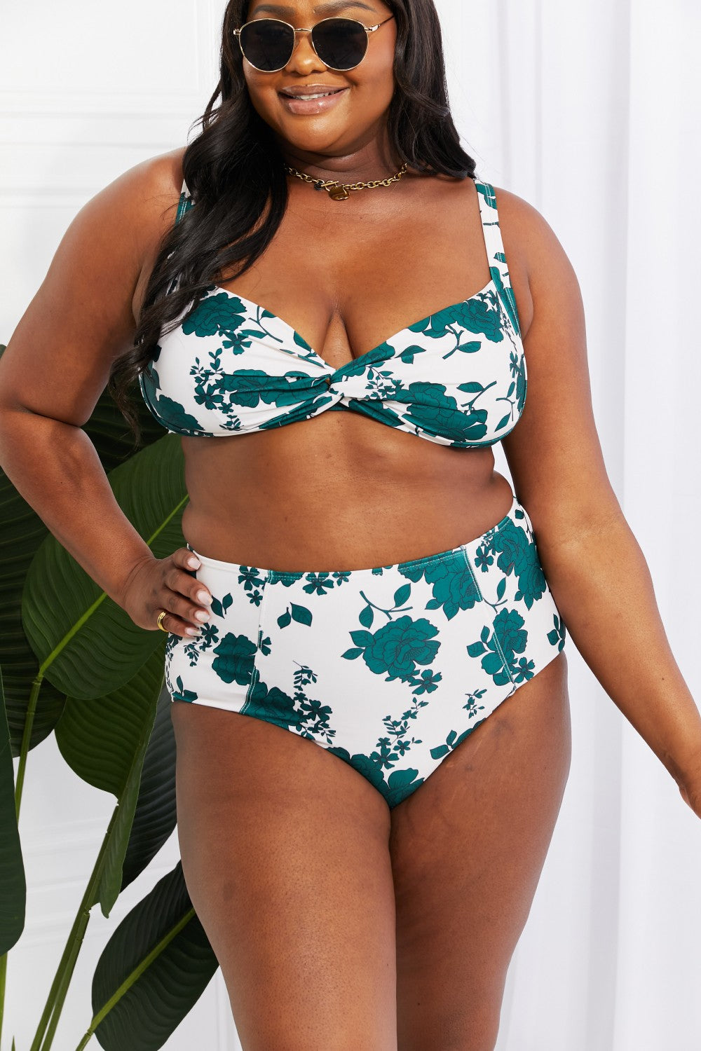 Marina West Swim - Take A Dip Twist High-Rise Bikini in Forest