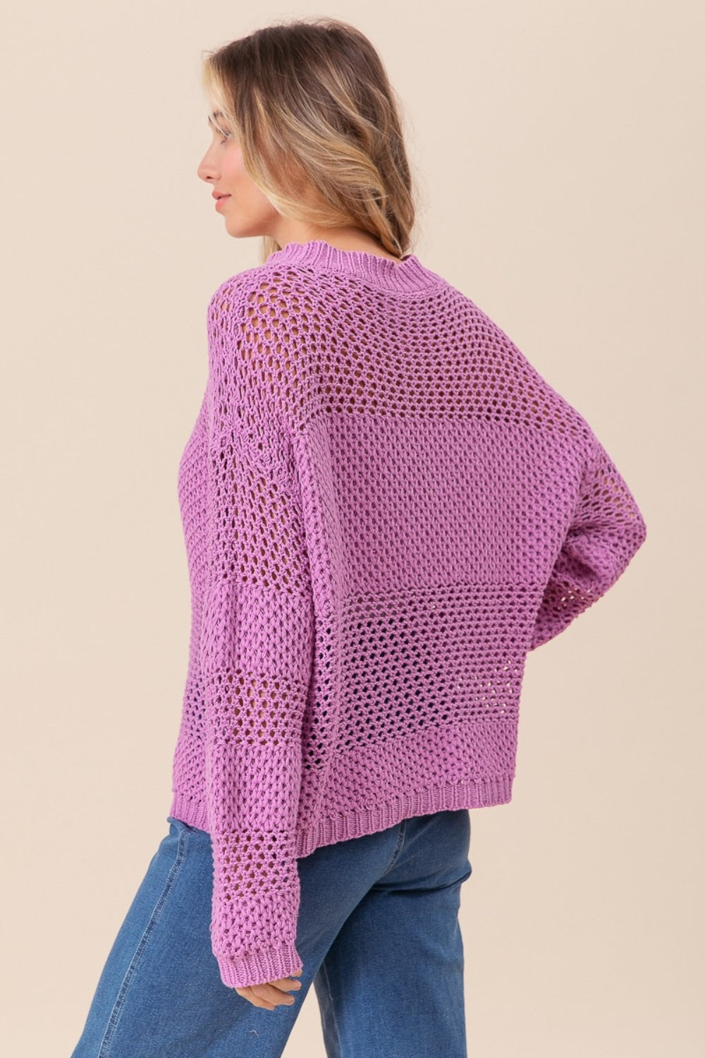 BiBi - Openwork Long Sleeve Knit Top