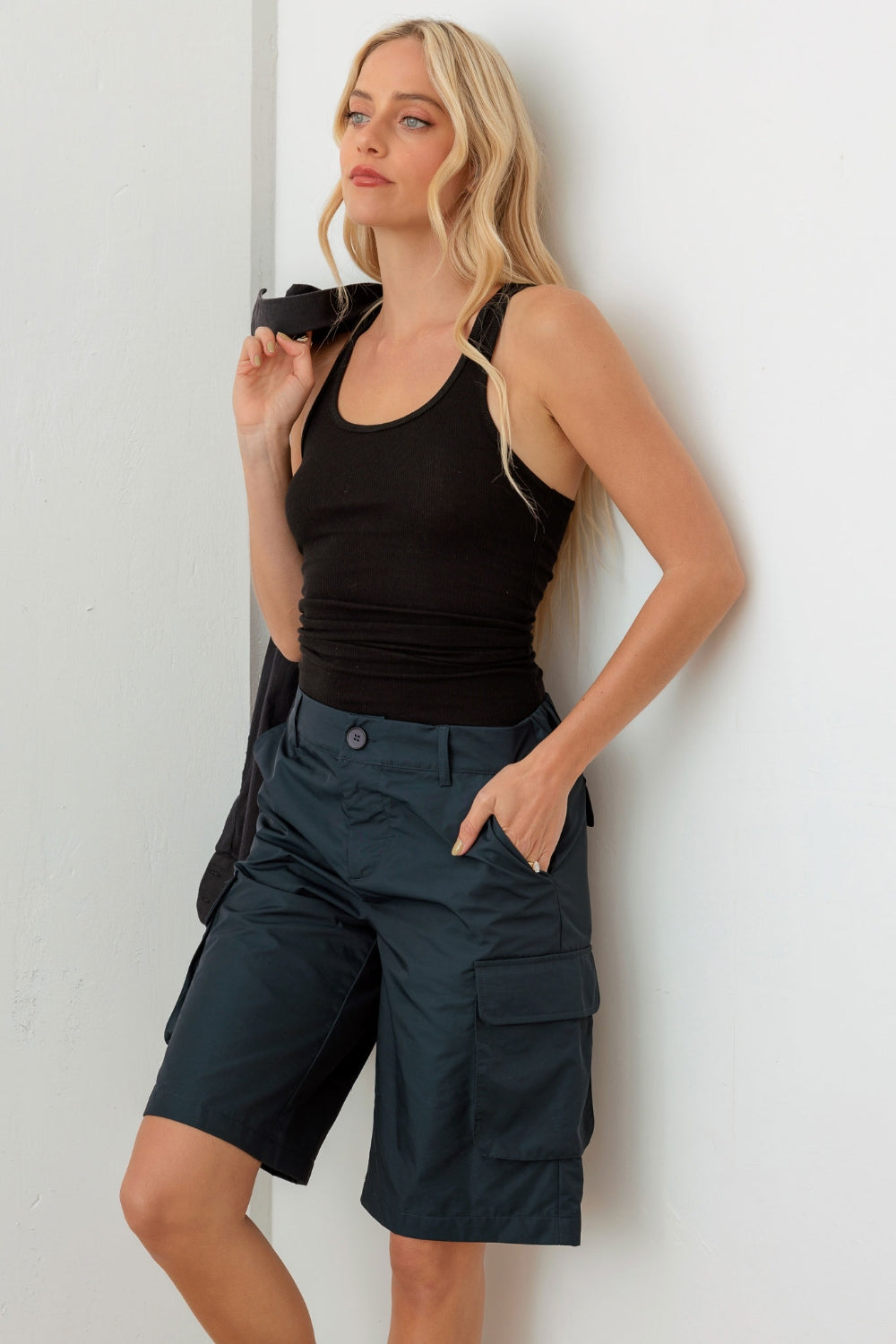 Tasha Apparel - Navy Cargo Bermuda Shorts