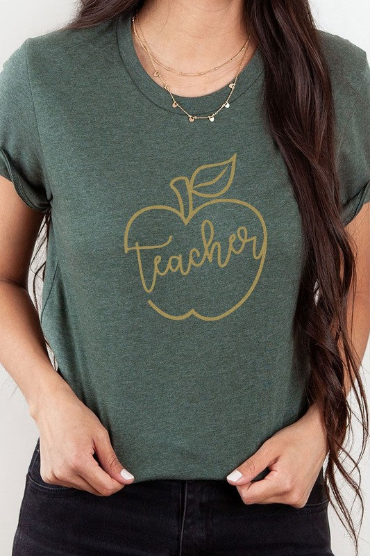 "Teacher" Gold Apple Graphic Tee