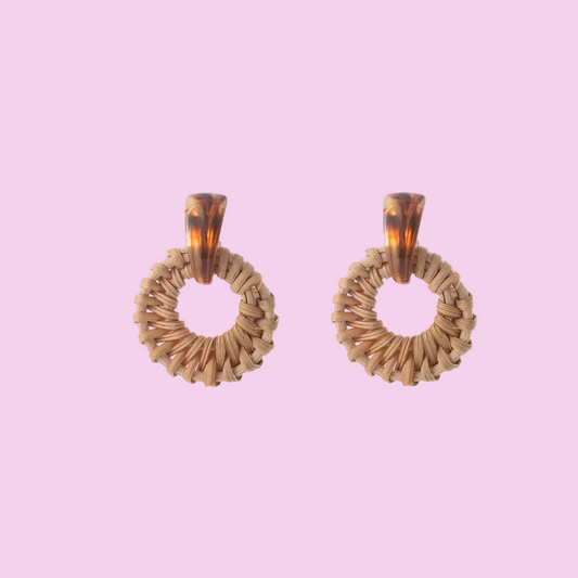 Bohemian Rattan Woven Hoop Earrings