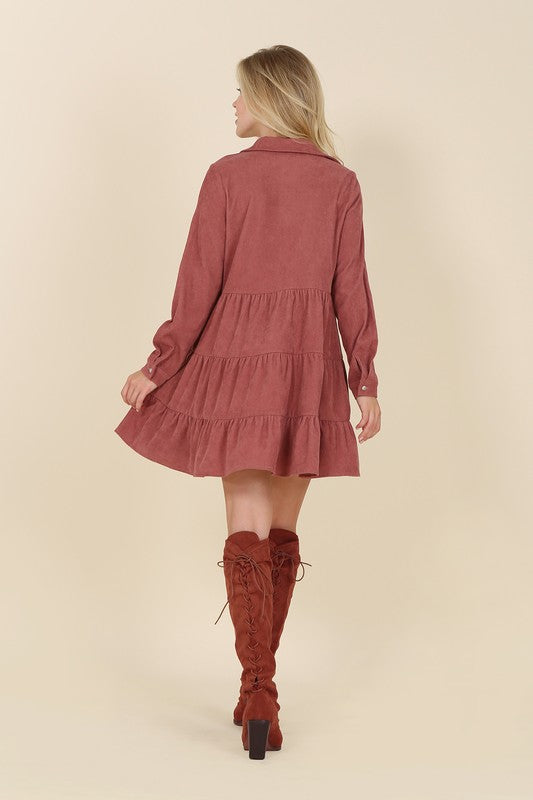 Lilou- Corduroy Tiered Dress