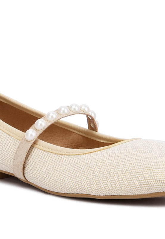 London Rag - Sassie Pearl Embellished Ballerina Flats