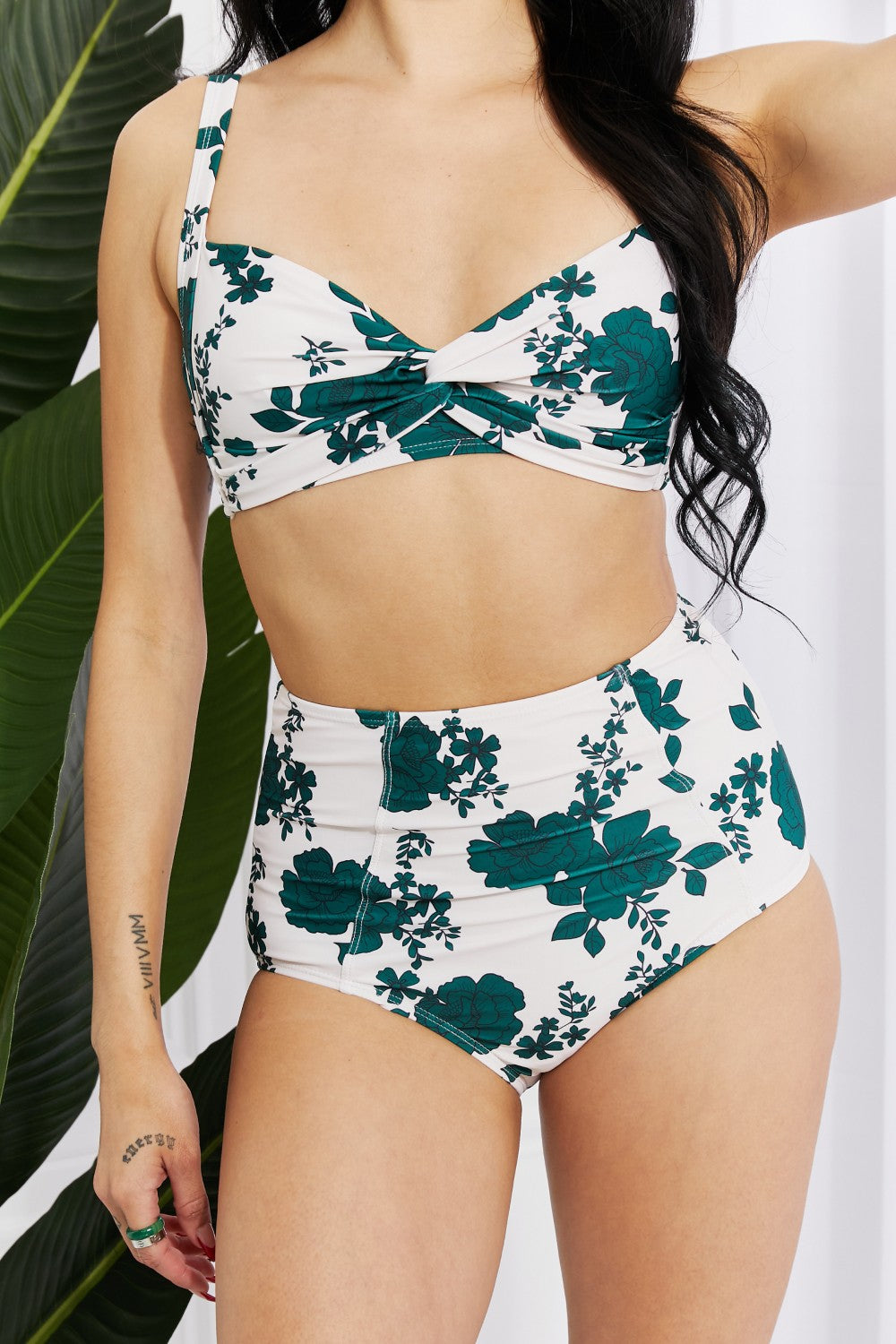 Marina West Swim - Take A Dip Twist High-Rise Bikini in Forest