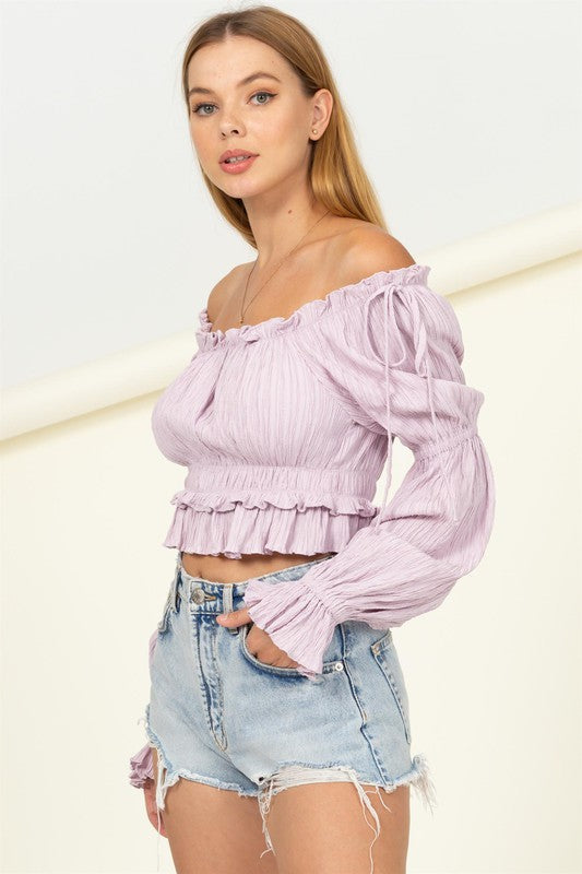 Dipped in Sugar Flounce Hem Blouse