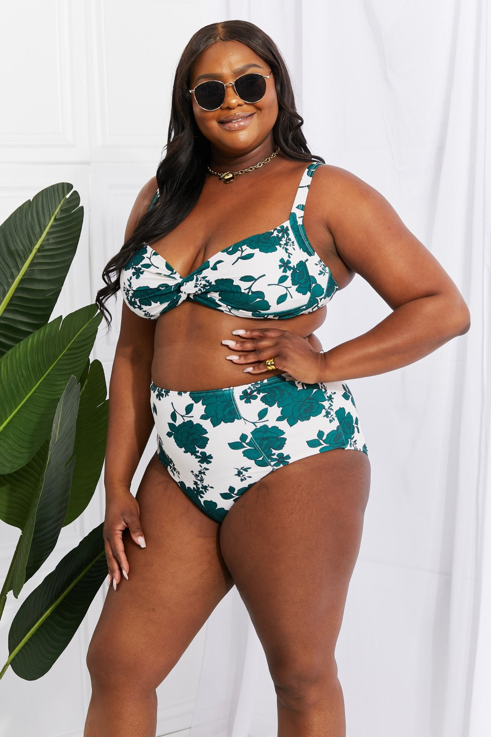 Marina West Swim - Take A Dip Twist High-Rise Bikini in Forest