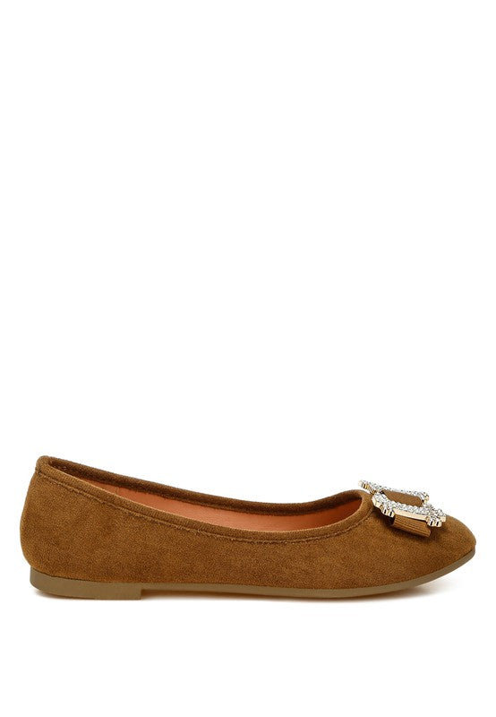 Rag & Co - Rhinestone Buckle Detail Ballerina Flats