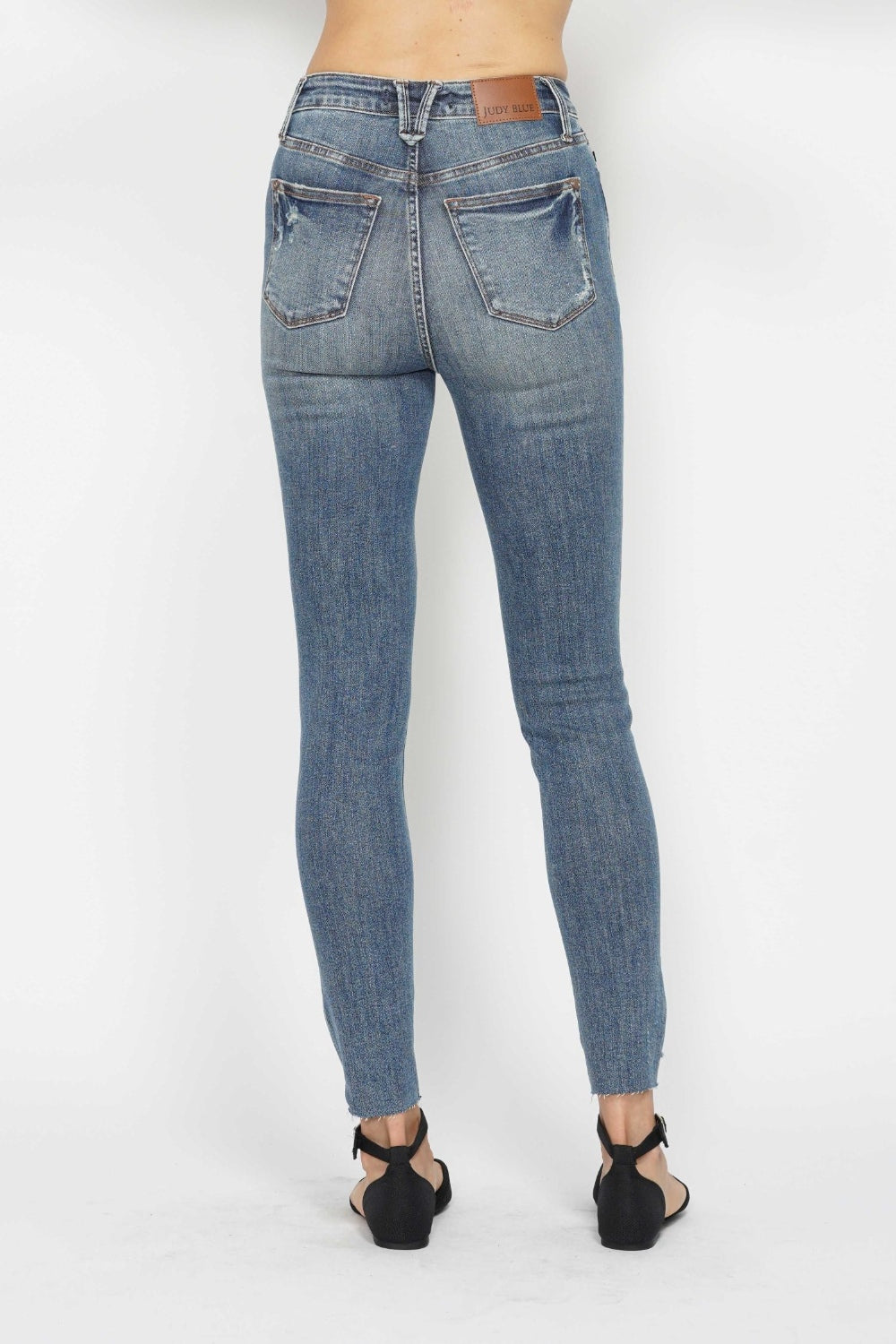 Judy Blue - Tummy Control Vintage Wash Hem Destroy Skinny Jeans - Size: 0-24W